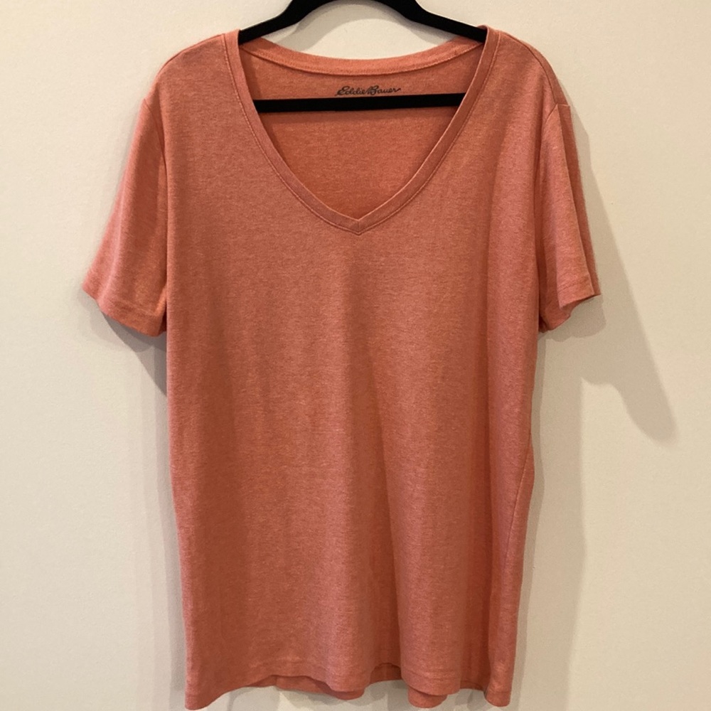 Eddie Bauer Outdoor V-Neck Tee Cotten Blend Women's Size XL